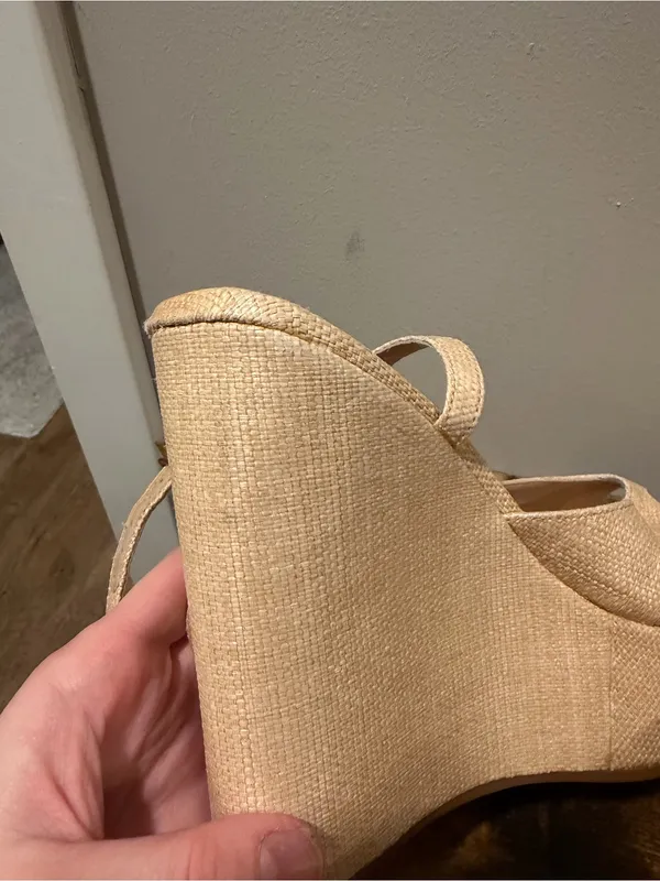 🌸SCHUTZ🌸Neith Straw Wedge Sandal Beige Size: 10B - Image 7