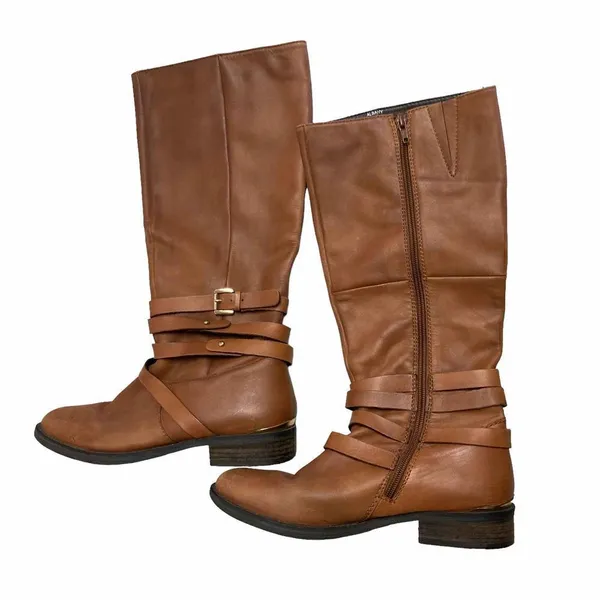 STEVE MADDEN‎ Albany Tall Cognac Brown Leather Equestrian Riding Boot Size 8 - Image 4