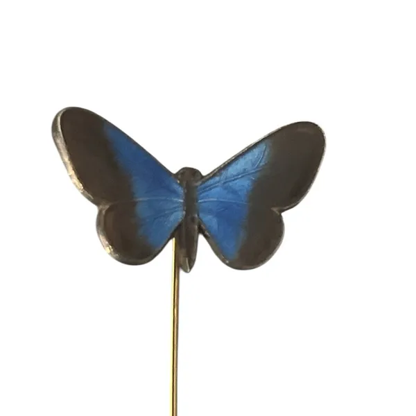 Vintage Estate Butterfly Brooch & Lapel Hat Stick Pin 2 Pc. Set Gold Tone Metal - Image 5