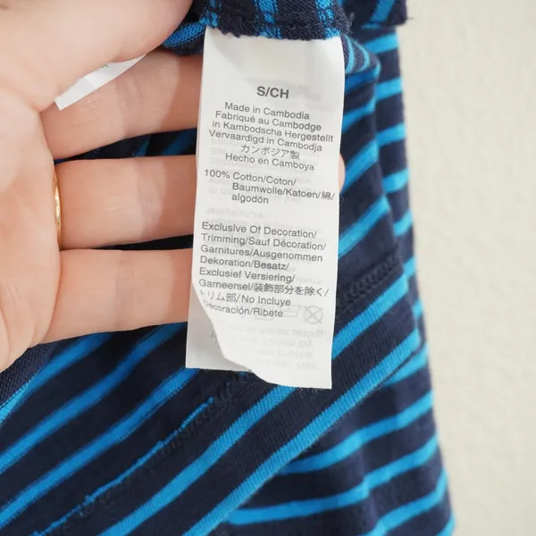 J. Crew Size Small Striped Long Sleeve Tee Navy Blue Avec Amour Embroidered - Image 6
