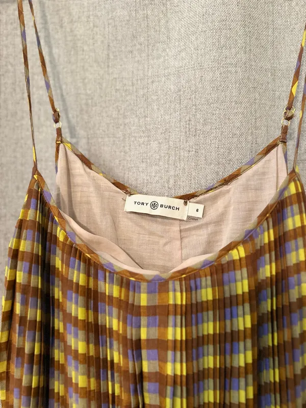 Tory Burch Pleated Midi Dress in Purple Veronica Plaid | 6 - Image 6