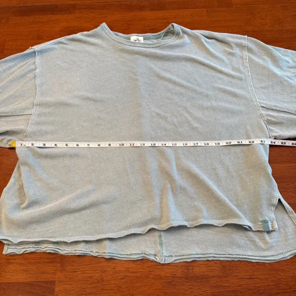 Free People Care FP Ready For This Tee Cropped Oversized Aegean Teal Size Large - Image 7