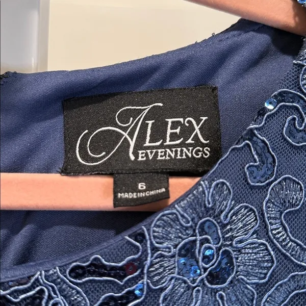 Alex Evenings Navy Sequin Lace‎ Jacket Dress Set 6 NWT Wedding Party Formal - Image 10