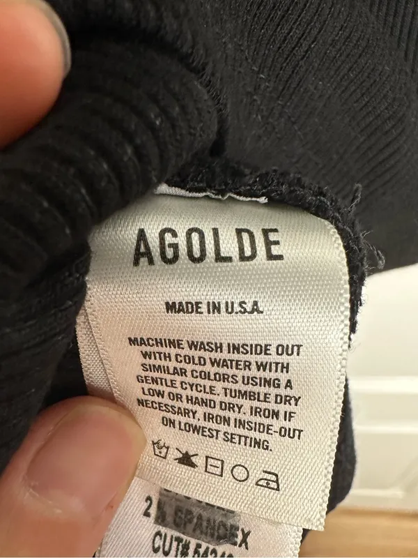 AGOLDE Bailey Black ORGANIC COTTON Ribbed Knit Tank Top Sleeveless stretchy Sm - Image 9