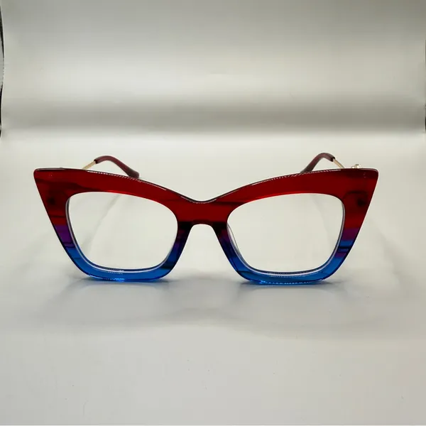 Vooglam Red & blue Cat-Eye Glasses frame, no prescription. - Image 2