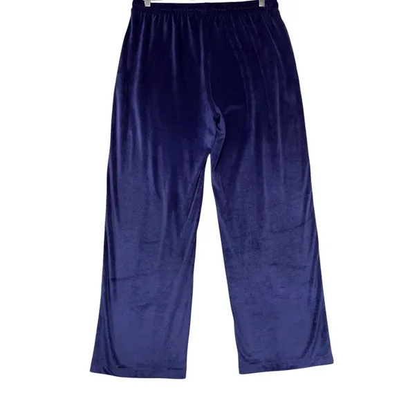 Vuori Womens Wide Leg Corduroy Velour Pants Indigo Blue Drawstring Lounge Large - Image 6