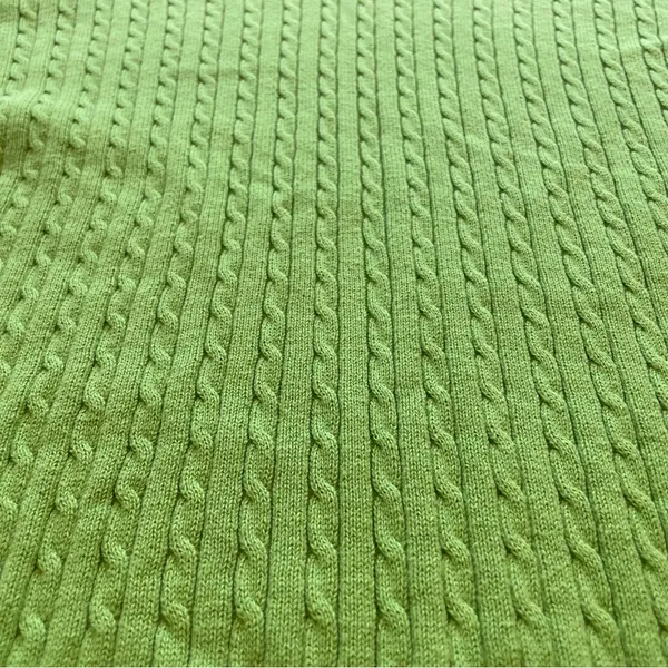 Ashworth Green Sweater Cotton Cable Knit Thin Classic Preppy size Large - Image 4