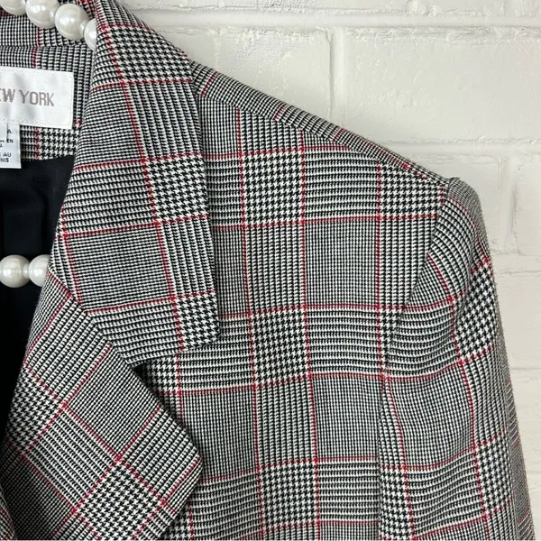 Vintage Jones New York Plaid Herringbone Houndstooth Double Breasted Blazer - Image 6