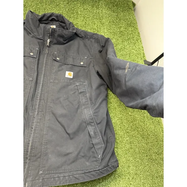 Carhartt Quick Duck Jacket Mens XL Black Canvas Woodward Traditional Insulated‎ - Image 5