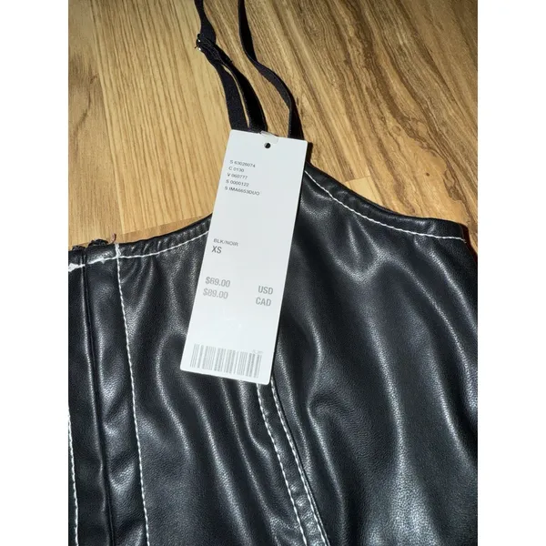 Urban Outfitters NEW Faux Leather Minidress size XS Black‎ - Image 3