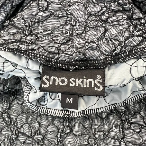 Sno Skins Crop Top Womens Medium Black Lace Sheer Detail Turtle Neck Ski Outdoor - Image 12