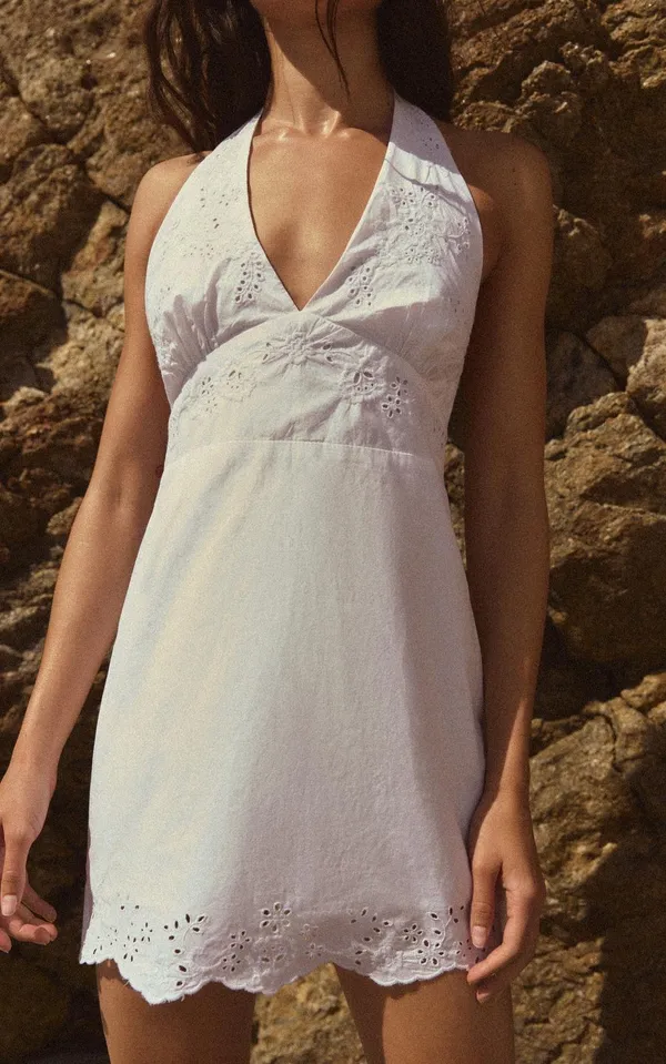 Zara White Lace Halter Dress mini dress lace Bohemian Summer Casual vacation - Image 12