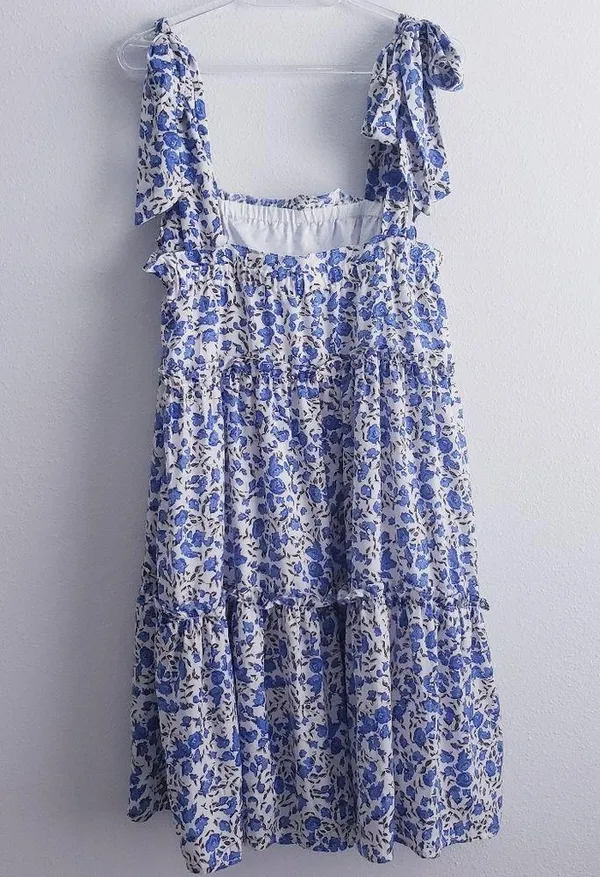 Floral Mini Lined Ruffle Beach Dress - Image 7