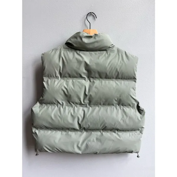 Zara Cropped Puffer Vest in Olive Green Size XL NWOT - Image 4
