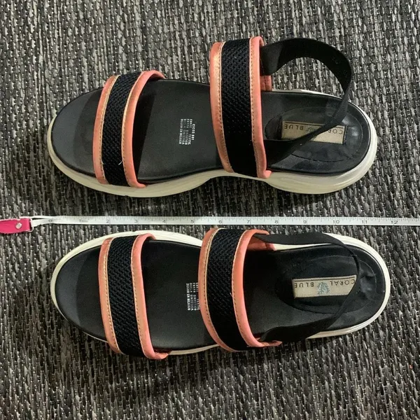 Coral Blue Platform Black and Pink Sandals Size 8 - Image 5