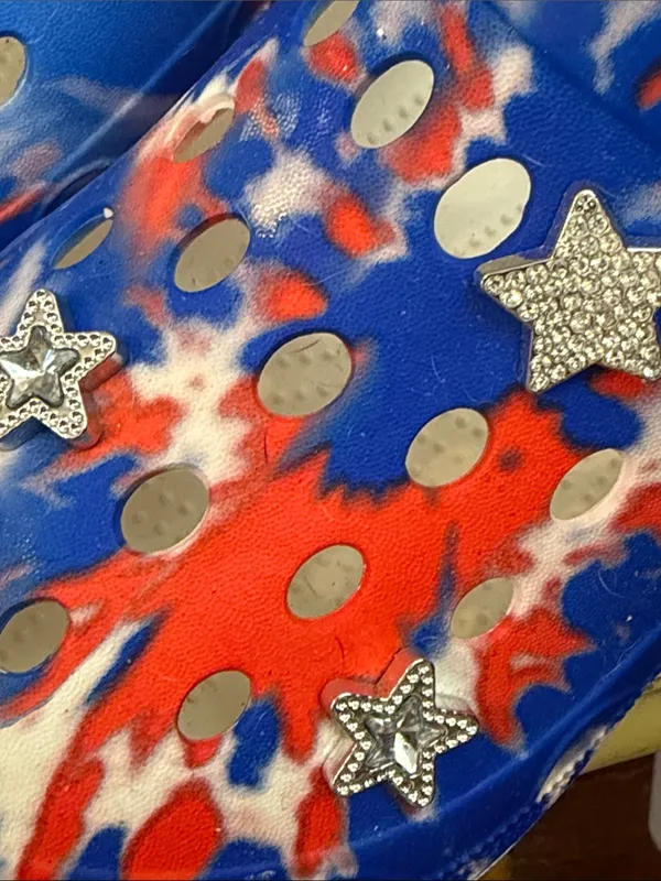 🇺🇸🇺🇸🇺🇸3 for 12$🇺🇸🇺🇸🇺🇸Tie-Dye Blue & Red Clog Shoes with Star Charms-9 - Image 2