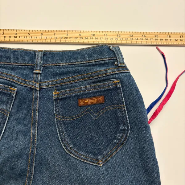 Wrangler Lace Up Jeans Womens 8 Blue Pink Ribbon High Rise Straight Leg USA 0372 - Image 5