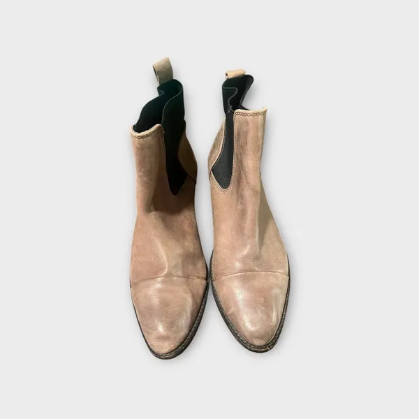 Dolce Vita Taupe Leather Chelsea Ankle Boots Western Block Heel Size 7 - Image 5