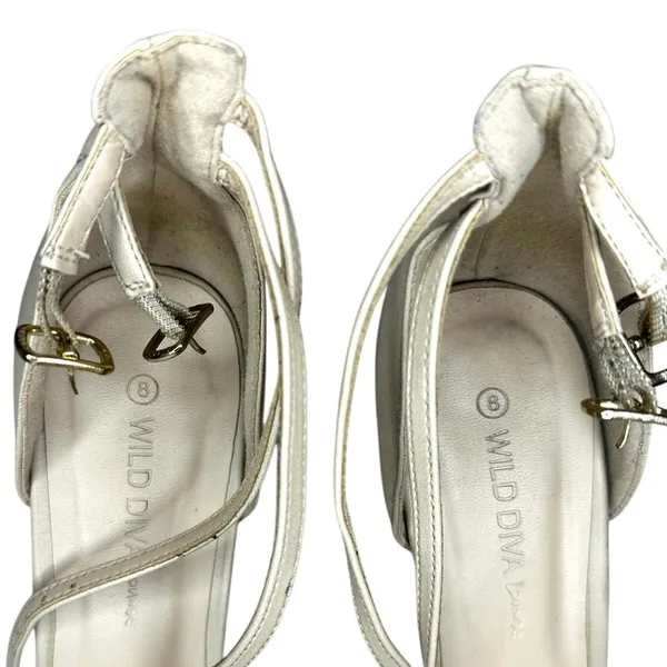 Wild Diva Lounge Pointed Toe Strappy Beige Nude Sandal Women’s Size 8 Heel - Image 5