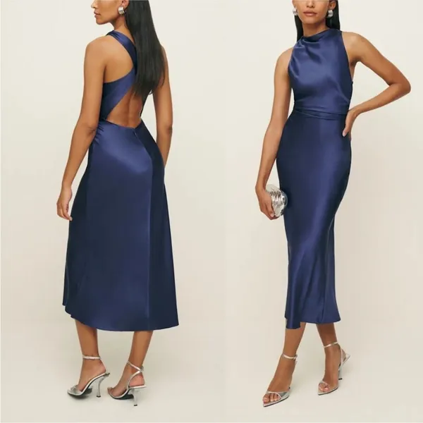 Reformation Casette Silk Dress in Blue Iris 12 - Image 9
