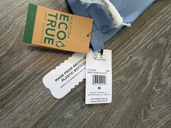 Volcom Light frosty Blue Simply Seamless Halter Bikini Top size Medium 🎉NWT🎉 - Image 3