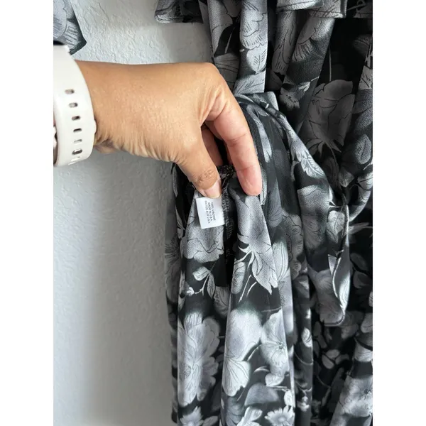 MISA Los Angeles Agnese Ruffle Tiered Midi Dress Chiffon Black Floral Boho XS - Image 11