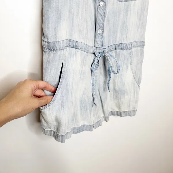 Rails Fiona Chambray Sleeveless Shorts Romper Women's Blue Size M - Image 4