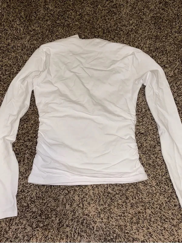 White Square Neck Ruched Long Sleeve Ava Top - Abercrombie & Fitch size S - Image 4