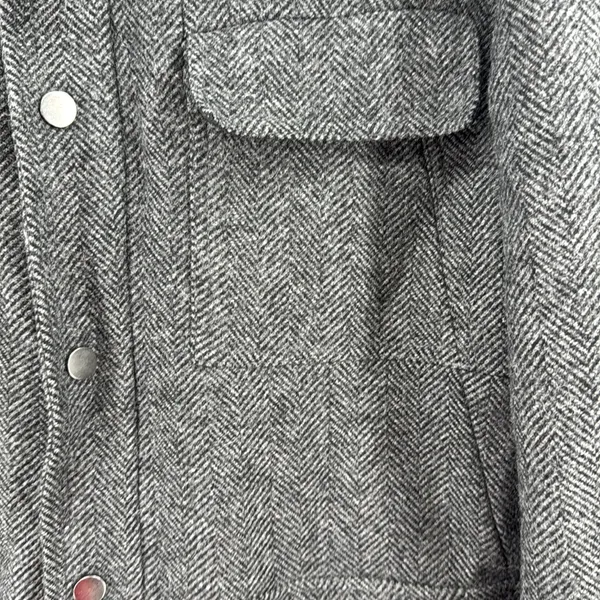 DKNY Charcoal Herringbone wool blend coat zip and button closure winter warm xl - Image 10