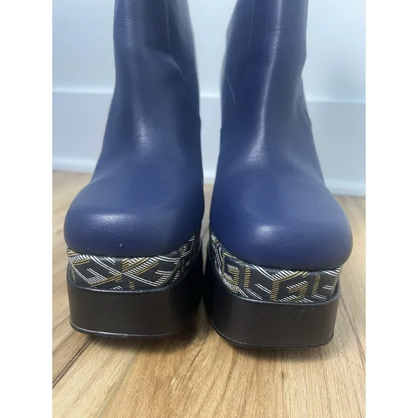 GUESS Sz 9M Caballa Platform Block Heel Dress Boot Blue GoGo Ecclectic Funky Y2K - Image 6