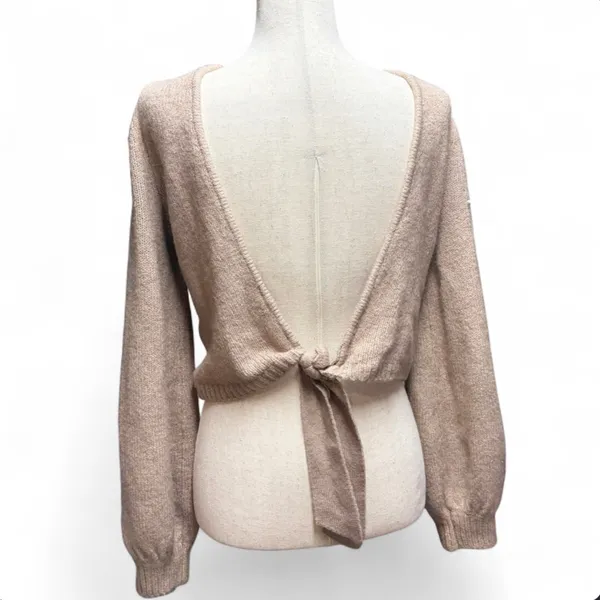 Abercrombie & Fitch Womens XS Tan‎ Reversible Tie Balletcore Cropped Cardigan - Image 3