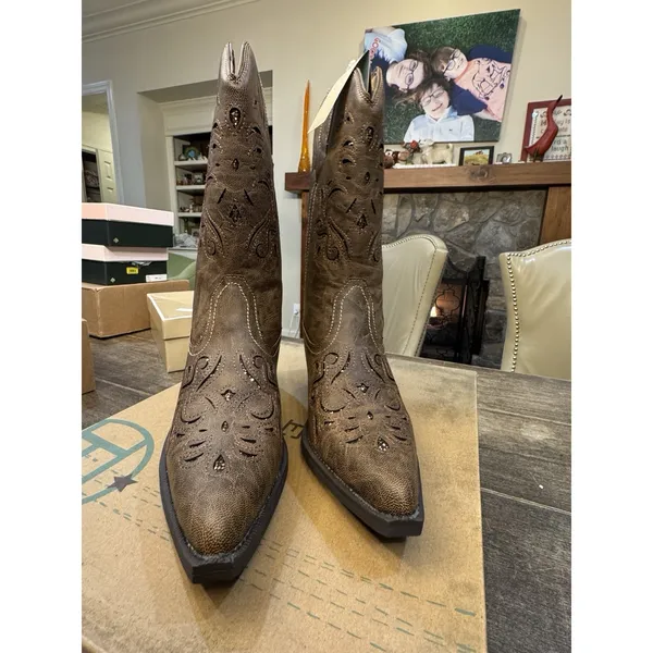 Roper Chloe Snip Toe Cowboy Womens Brown Casual Boots 09-021-1556-0768 Size 8 - Image 4