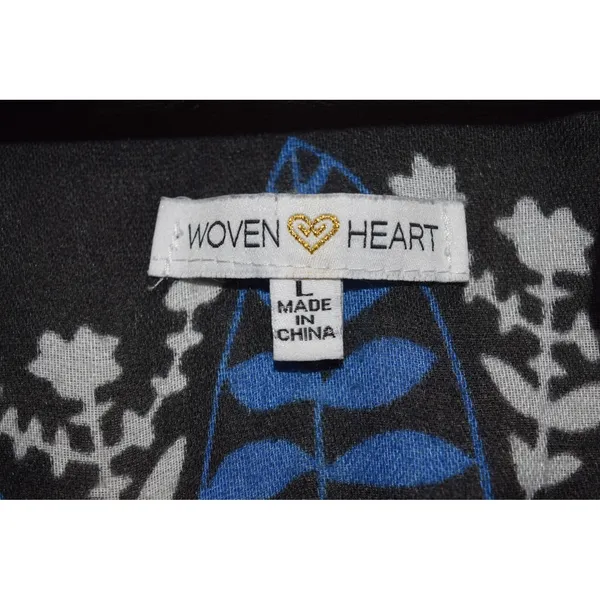 Woven Heart Kaftan Women Large Black Excellent Mandala Print Tassel Hem Festival - Image 6