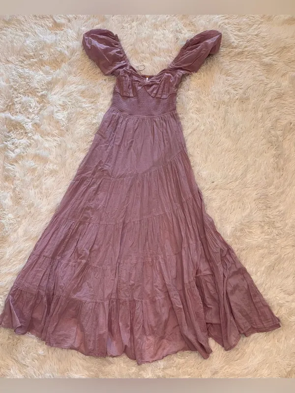 NWOT Free People Short Sleeve Sundrenched purple lavender Maxi Dress sz S - Image 4