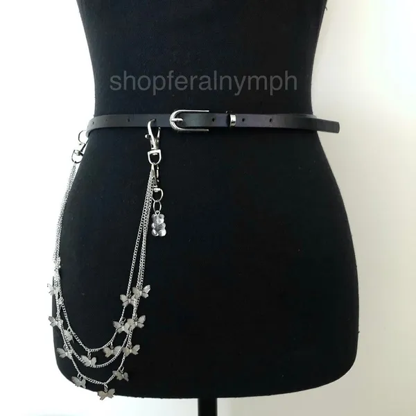 Vintage Y2K Gummy Bear Butterfly Chain Belt, Fits 33–36 Inches, X7GA1195 - Image 2