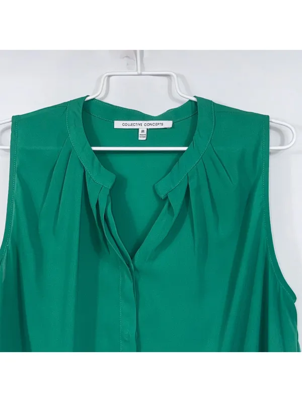 Collective Concepts Green Sleeveless Blouse Medium - Image 2