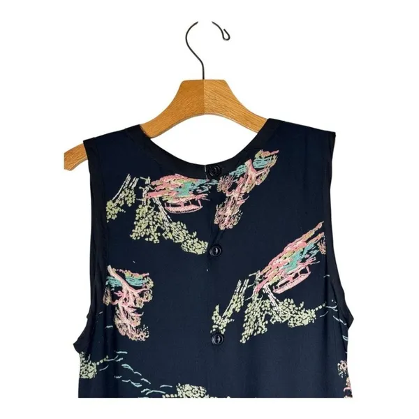 Neuw Dress Women Medium‎ Black Oriental Print Sleeveless Button Back Maze Mini - Image 5