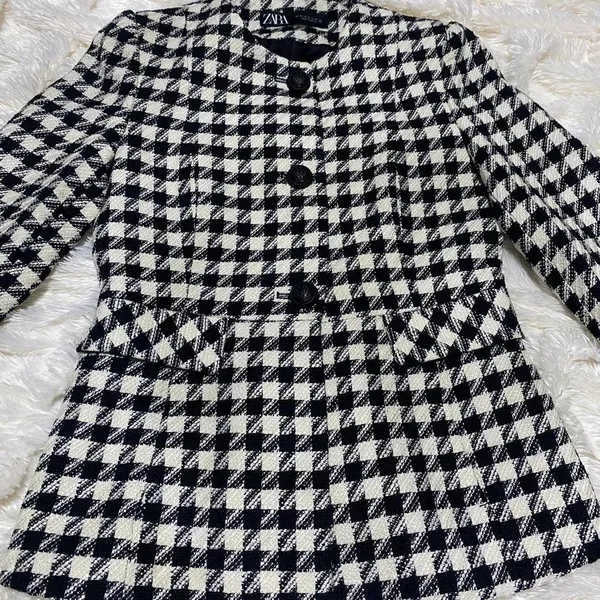 ZARA Houndstooth Buttoned Blazer - Image 2