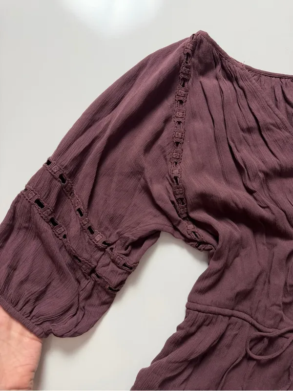 NWOT Urban Outfitters Junie Long Sleeve Romper, Bohemian Brown, Size S - Image 6