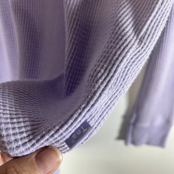 Aritzia TNA Size XXS Alder Thermal Waffle Knit Long Sleeve‎ Lilac Purple Casual - Image 4
