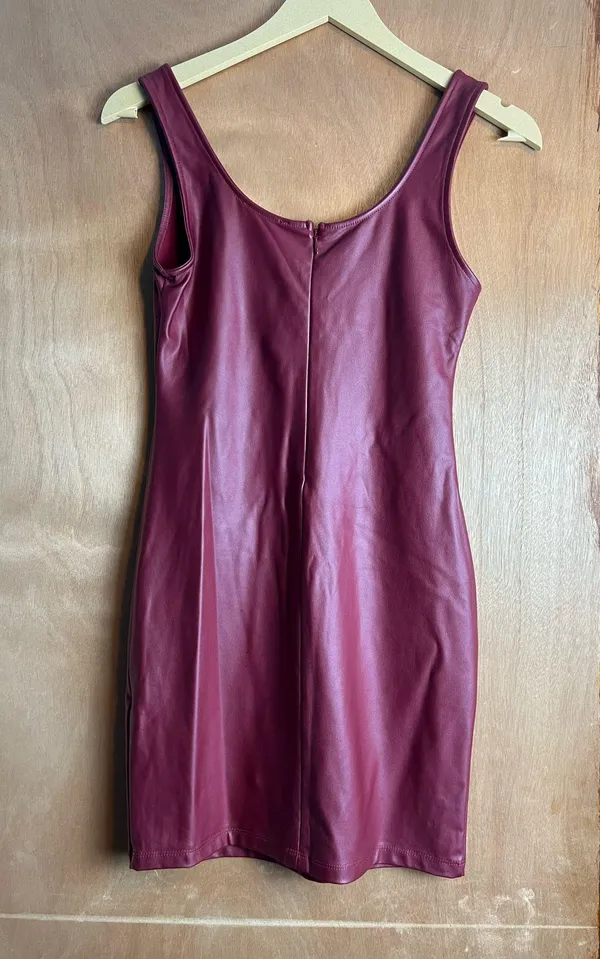 Forever 21 Burgundy Leather Dress - Image 3