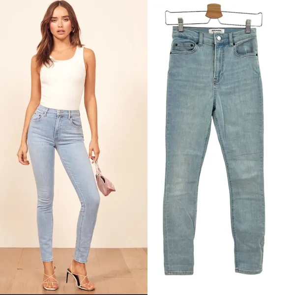 Reformation Harper High Rise Skinny Jeans Amalfi Light Wash Denim Blue‎ Size 24 - Image 2