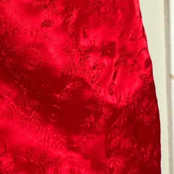 Vintage 90s Jessica McClintock Sz 6 Embroidered Satin Strapless Maxi Dress Gown - Image 12