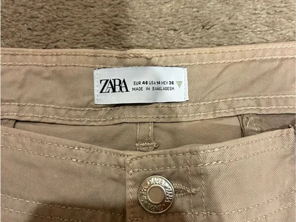 ZARA Tan High-Rise Utility Pants - Image 2