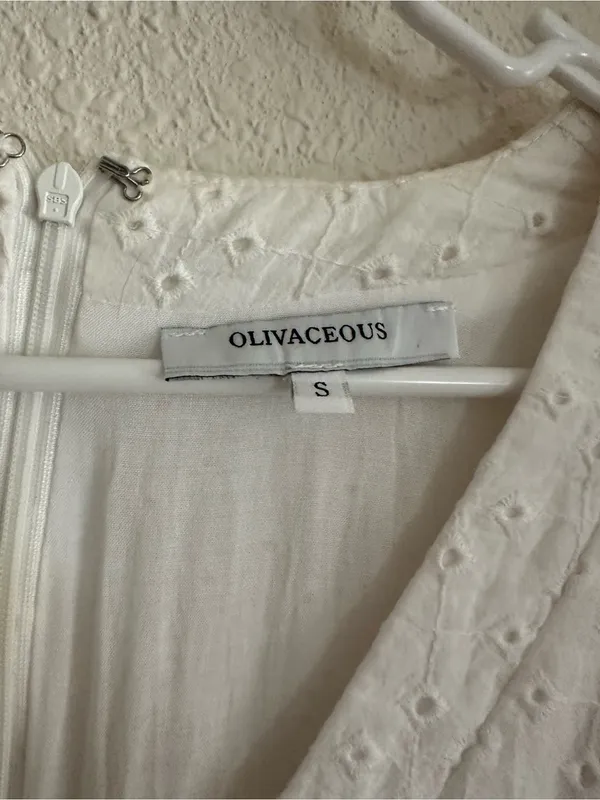 Olivaceous White Eyelet Puff-Sleeve Mini Dress - Image 5
