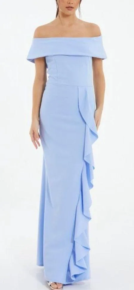 Target Light Blue Bardot Maxi Ruffle Dress - Image 2