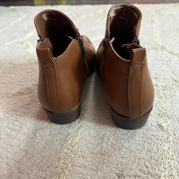 Caramel Brown Leather Ankle Boots Dunes Size 8 - Image 4