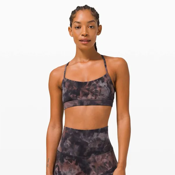 Lululemon Flow Y Bra Nulu Diamond Dye Graphite Grey Pink Pastel 8 - Image 3