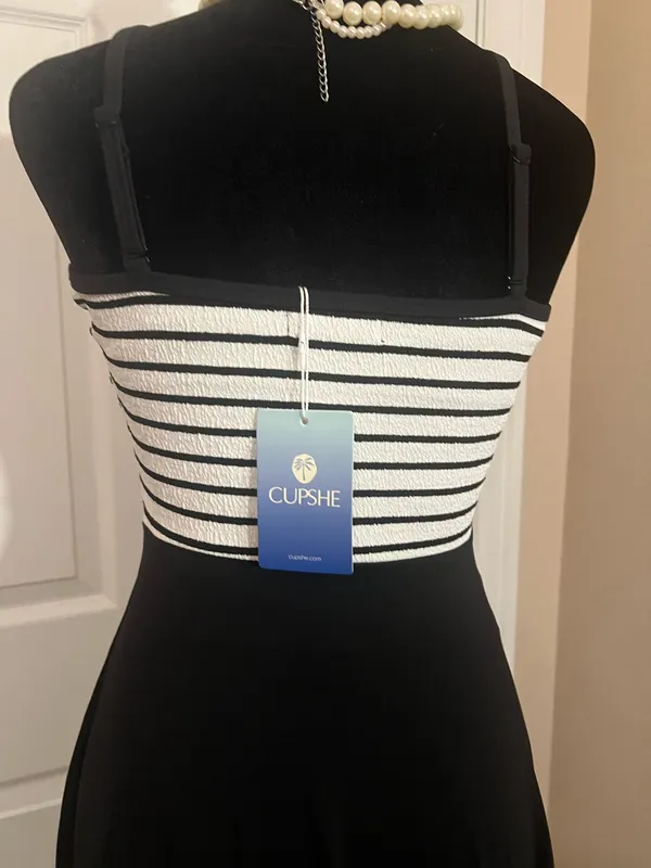 Formal striped evening dress halter neck - Image 5