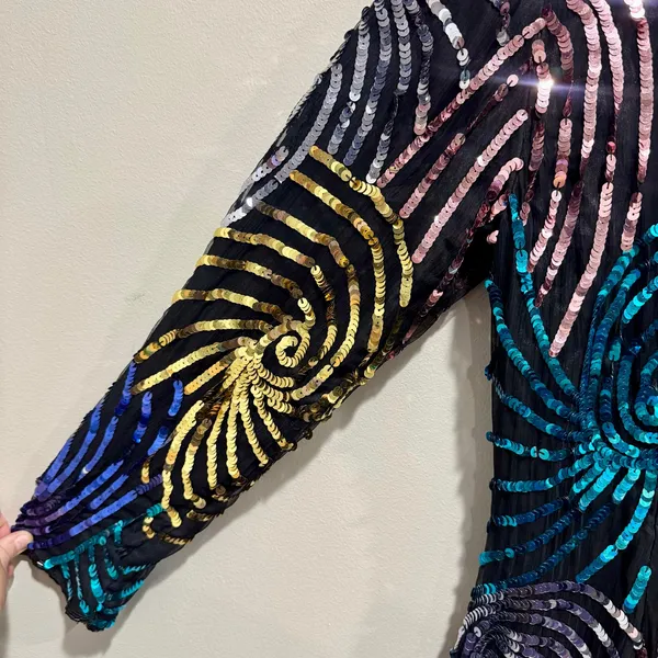 Vintage 80s Sequin Firework Cocktail Dress SweeLo Size 10 - Image 3